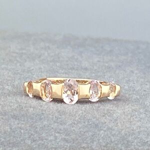 Romantic 5 Stone Pink Morganite Rose Gold Ring 1.33 ctw 6.5 6 1/2